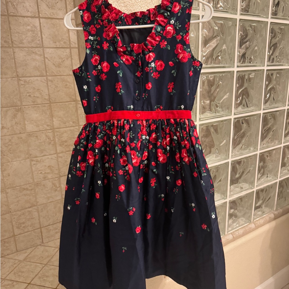 Floral Janie and Jack American Girls Sleeveless Dress with Red Rose Accents - Picture 5 of 7